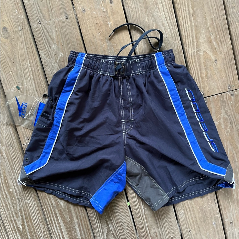 Vtg Speedo Men's Swim Trunks. Mesh Lining, Pockets, Embroidered Logo, Drawstring